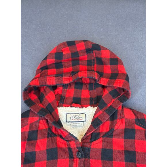 Boston Traders Flannel Sherpa Lined Hooded Red/Black Mens LG - Picture 3 of 9